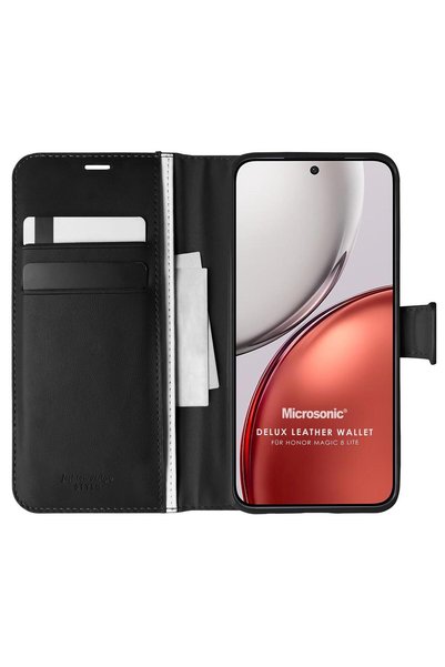 Microsonic Honor Magic 8 Lite Case Delux Leather Wallet Black