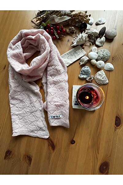 Chinko Lambswool Lace-Like Knit Jacquard Thin and Soft Women's Scarf