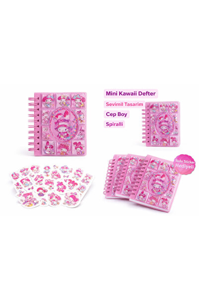 Bittox Çocuklar İçin Hediyelik Sulu Sticker Defteri-Mini Not Defteri-Kuromi K...