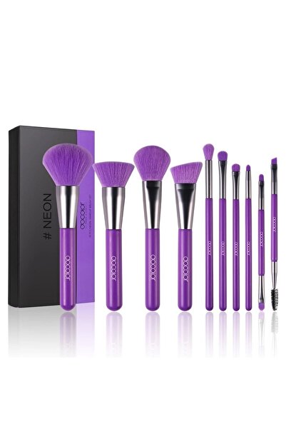 Empressco Neon Purple 10 Piece Makeup Brush Set Modern Design 826334