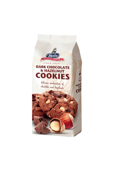 Merba بسكويت الشوكولاتة الداكنة والبندق من بي تي إس إس آر إي 200 غرام