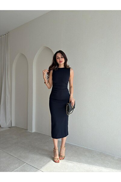 Mooi Butik London Midi Dress 9842 - Navy Blue