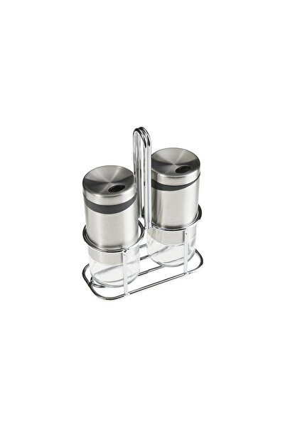 zeller Set of two salt and pepper containers with stand by Zeller, glass/stai...