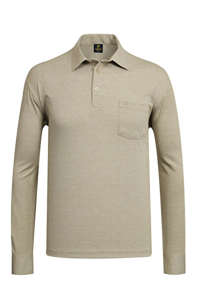 Çizgi Triko Ανδρικό πουκάμισο με γιακά, μακρυμάνικο, με τσέπες, εποχιακό μπεζ...