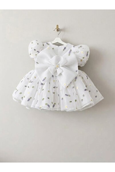 HOBİ Floral Embroidered Girls' Princess Dress – Flower t Tulle Detail Birthda...
