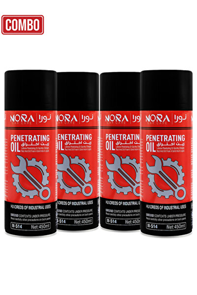 Nora مجموعة من 4 قطع بخاخ زيت اختراق N-514 سعة 450 مل، مزيل الصدأ ومزلق للأقف...