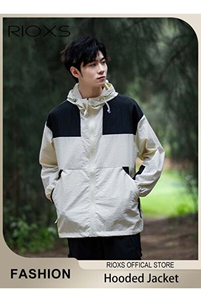 RIOXS جاكيت بغطاء رأس واقٍ من الشمس للجنسين، خفيف الوزن وسريع الجفاف، مزود بس...