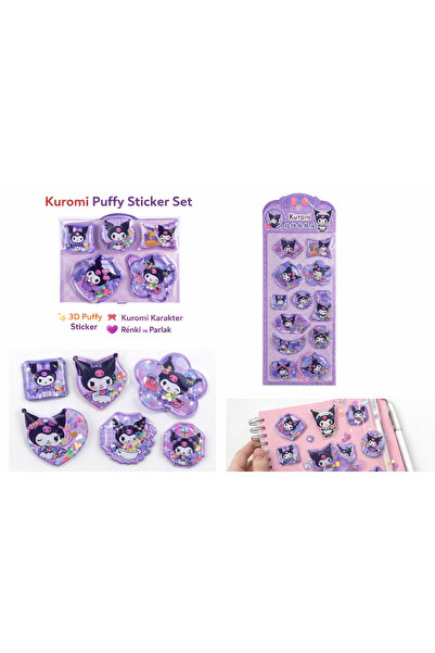 Bittox Sevimli Kuromi Sulu Sticker Seti 3D Puffy Kabartmalı Renkli Parlak Çoc...