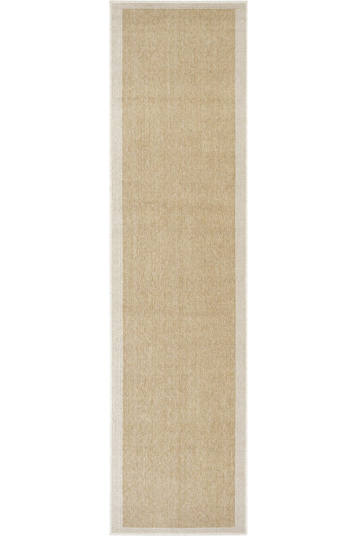 Cool Halı Mizoni Bej Rengi Çizgili Bohem Bordürlü Yumuşak Modern Uzun Giriş A...