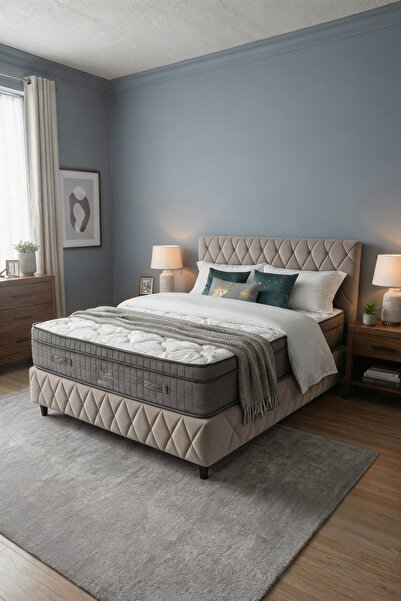 Dienni HESTİA Değiştirilebilir Kumaşlı Baklava Desenli Demonte Metal Baza+Baş...