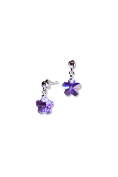 Ravisant Silver Earrings with Swarovski Crystals Medium Flowers