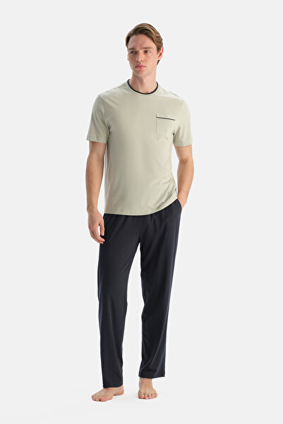 Dagi Mint Green Double Layer Crew Neck T-Shirt and Pants Set