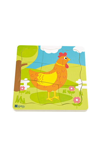 ANDREU TOYS Ξύλινο παζλ με επικάλυψη Κοτόπουλο, 4 στρώσεις, 22 τεμάχια Πολύχρωμο