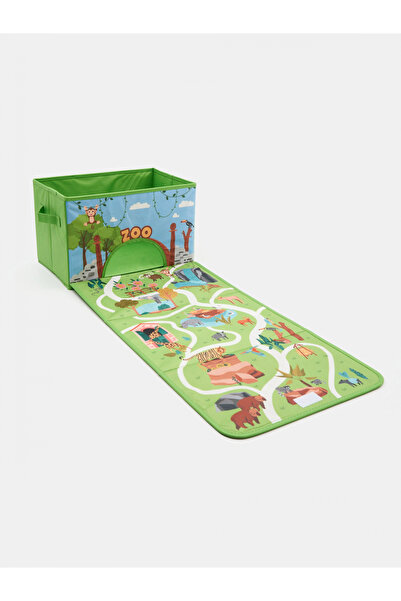 OEM Cutie de depozitare 2-în-1 cu tablă de joc, ZOO 38x25x25 Verde