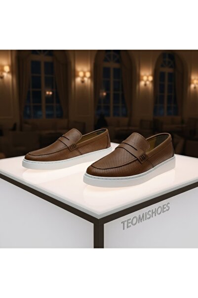 By Barretti KAHVERENGİ DELİKLİ DOKU BEYAZ TABAN LOAFER