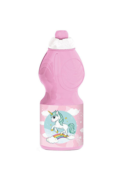 Stor Plastic water bottle, Unicorn 400 ml Pink
