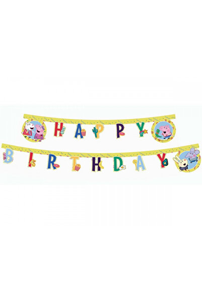 Peppa Pig Messy Play Happy Birthday Sign FS Decorative Garland, 200 cm Yellow
