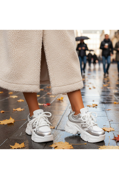 PREMIO PRIVE BRAND Pantofi Dama Sport Albi din Piele Ecologica