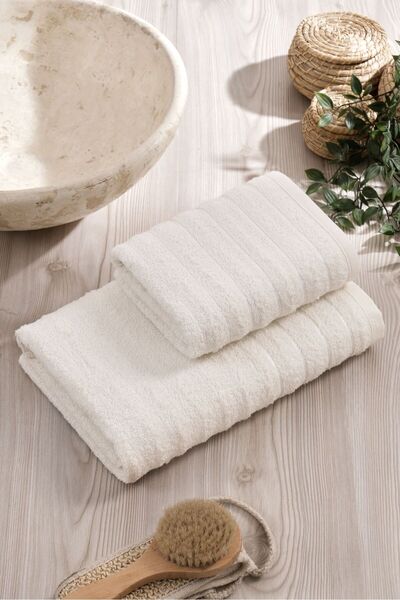 Bykutlay Set of Cotton Double Wave Pattern Towels (50*90,70*140)