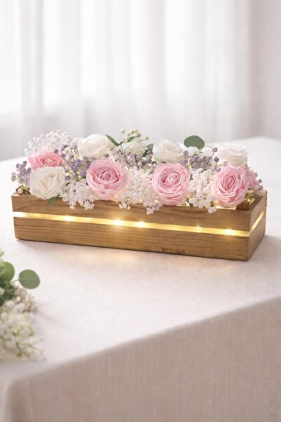 PAKETA BOHEM MASA DEKORU YAPAY ÇİÇEK ARAJMANI LED IŞIKLI