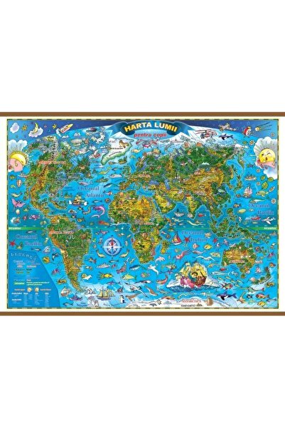 Eurodidactica Harta lumii pentru copii (1600x1200 mm), harta cu