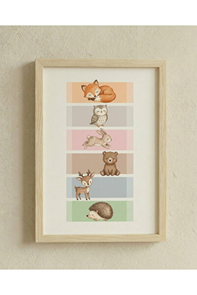 huhuli Montessori Educational Chart Wooden Framed Chart Baby Kids Room Wall D...