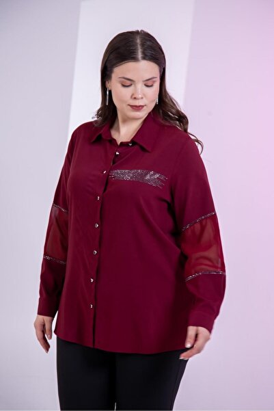 Roxxlen Plus Size Women's Stone Detailed Shirt