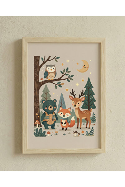 huhuli Montessori Educational Chart Wooden Framed Chart Baby Kids Room Wall D...