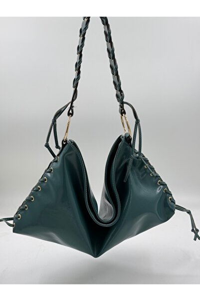 DMG Collection Paris cu detaliu tricotat Ridată piele Femeie geantă de umăr