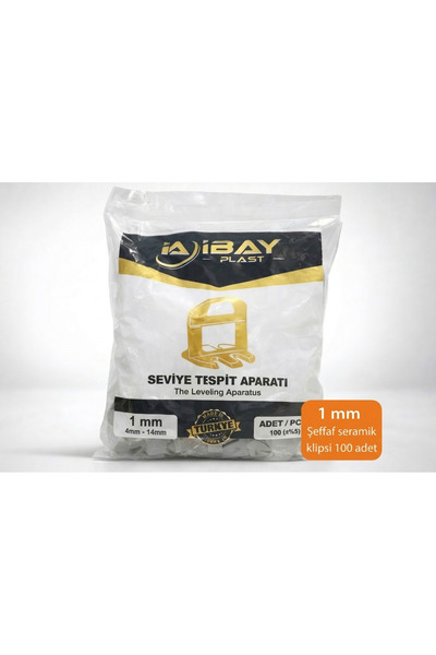 İbayPlast İBAY PLAST Seramik/Fayans Seviyeleme Klipsi Şeffaf 1 mm (100 Adet)