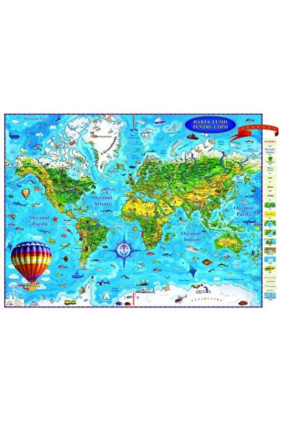 Eurodidactica Harta lumii pentru copii (2000x1400 mm), fara sipc