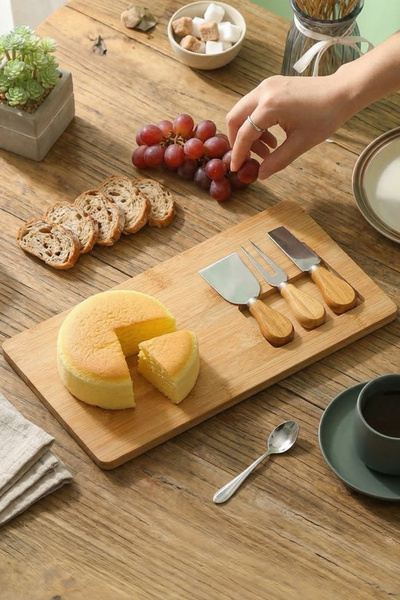 Onetick مجموعة سكاكين لتقطيع الجبن مكونة من بامبو قطع |   38×17 سم