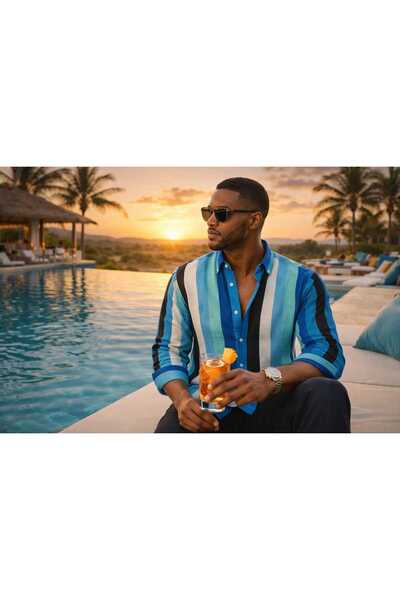 Paul Martin Canadian Paul Martin K Linen Digital Print Men's Shirt Pm3678