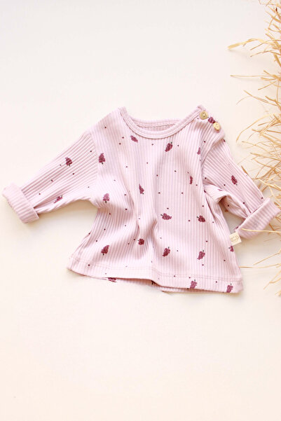 Oh La La Koala For Little Ones Üzüm Baskılı Düğme Detaylı Bebek Üst