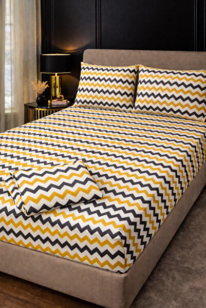 MORE HOME مفرد ملاءة مطاطية طقم + غطاء وسادة بنمط متعرج