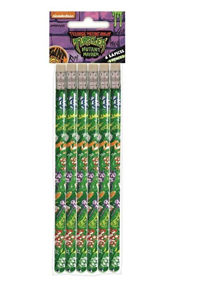 Testoasele Ninja Set of 6 HB pencils with eraser, Ninja Turtles Green model