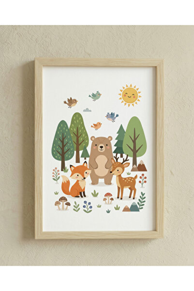 huhuli Montessori Educational Chart Wooden Framed Chart Baby Kids Room Wall D...