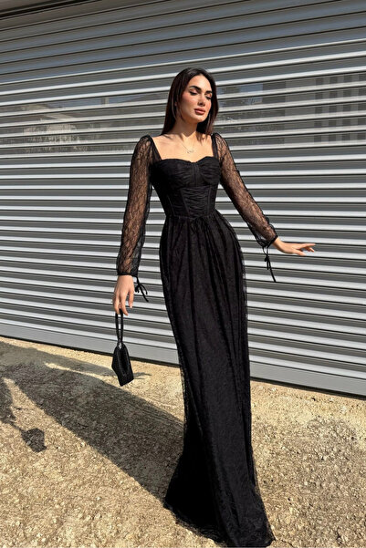 Sindimoda Marlo Güpür Bağlama Detay Abiye 1203