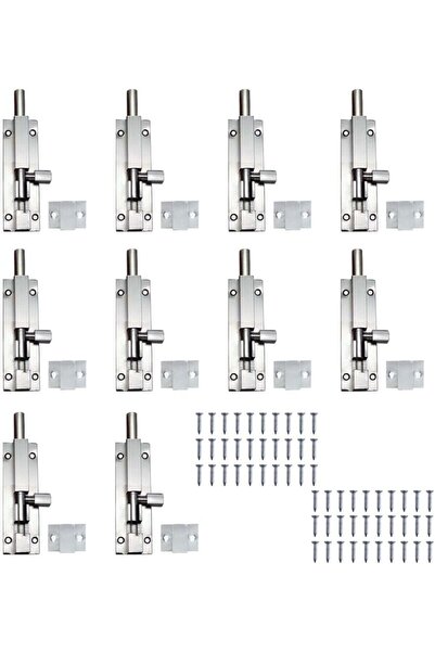 VOLO مزلاج باب مربع من الألومنيوم بلمسة نهائية من الفولاذ المقاوم للصدأ (4 بو...