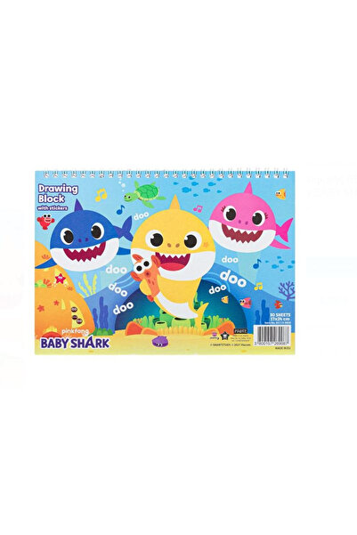 Baby Shark Spiral Drawing Pad B5 with Stickers Blue