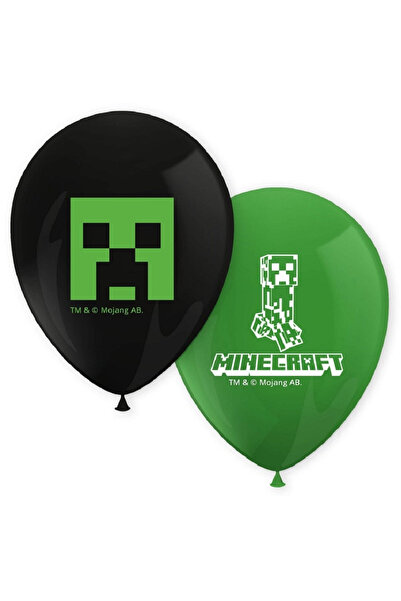 MINECRAFT Set of 8 Creepers party balloons, 28cm, Green