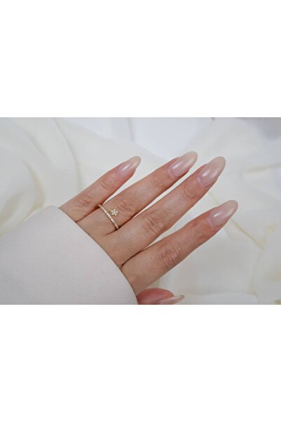 ATELİER TUĞBA Yzk305 Star Detail Stone-Set Gold Adjustable Ring