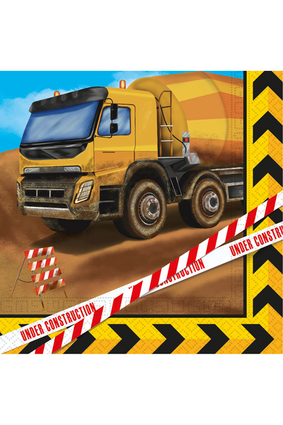 Procos Set de 20 șervețele de masă Mașini de construcții 33x33cm 33x33 Galben