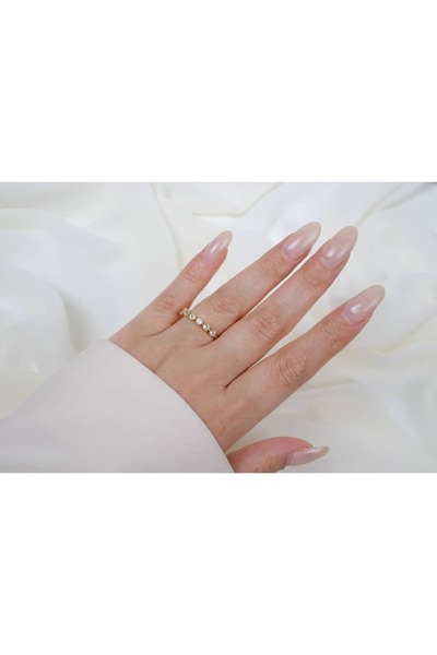 ATELİER TUĞBA خاتم ذهبي قابل للتعديل مرصع بالأحجار الكريمة بتصميم دائري YZK286