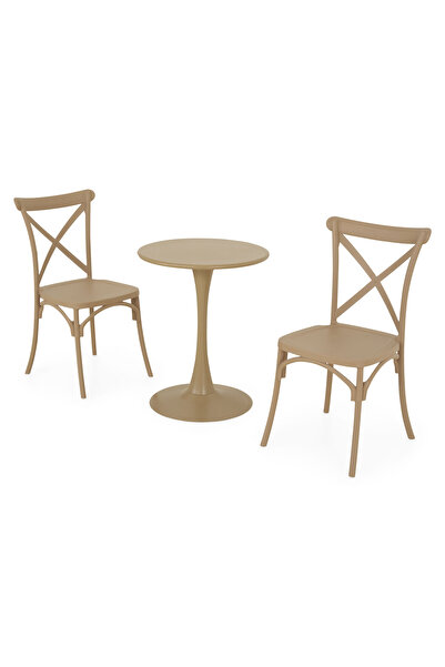 Maison Mex Garden/terrace furniture set 2 chairs and table PLEZURO/SUCCOR, beige