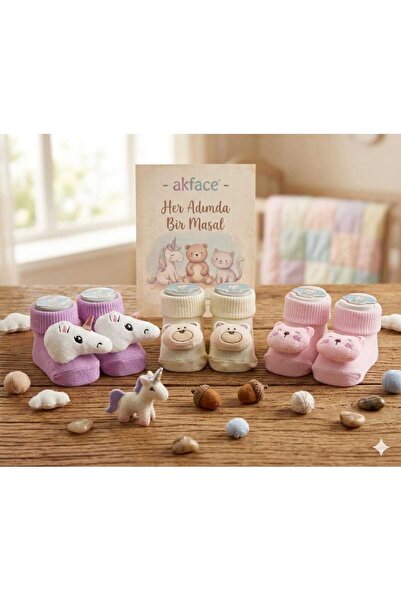 Empressco 3 ÇİFT Oyuncaklı Yenidoğan KIZ Bebek Çorabı 0-6 Ay ( manken ayak da...