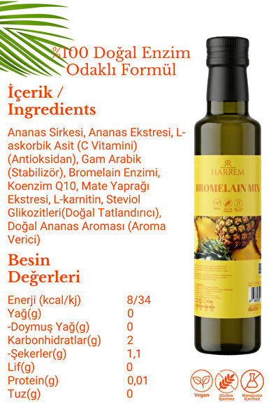 Harrem Bromelain Mix Ananas Şurubu 250ml