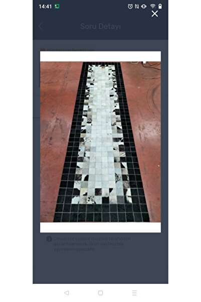 Victory Leather Carpet Kareli dekoratif deri halı 90*280 ölçüsündedir