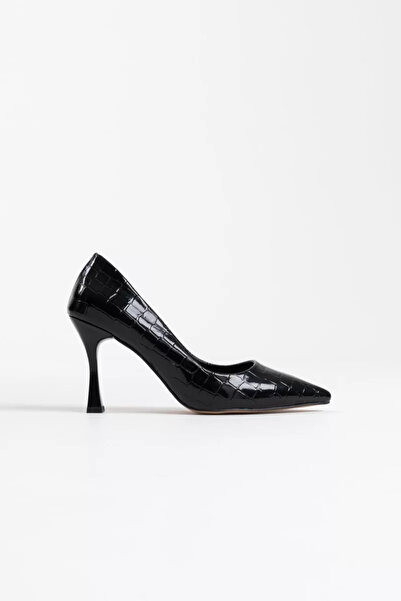 Belinora Women's black croc-embossed patent leather stiletto tr08ms10a