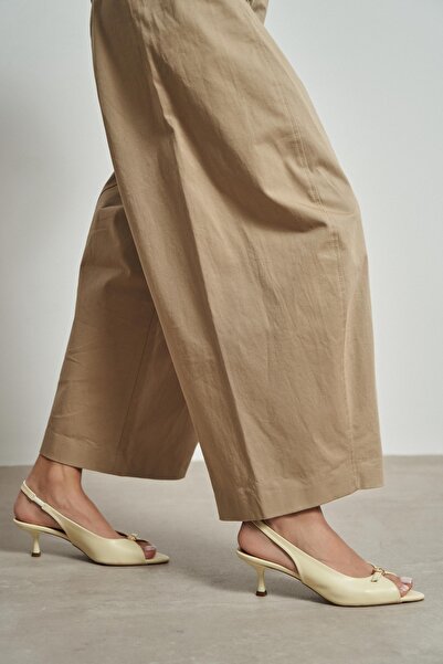 NİŞANTAŞI SHOES Rone Butter Yellow Matte Pointed Toe Open Front Buckled Stile...